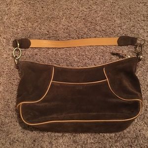 Vintage Suede Brown & Tan Maxx Shoulder Bag